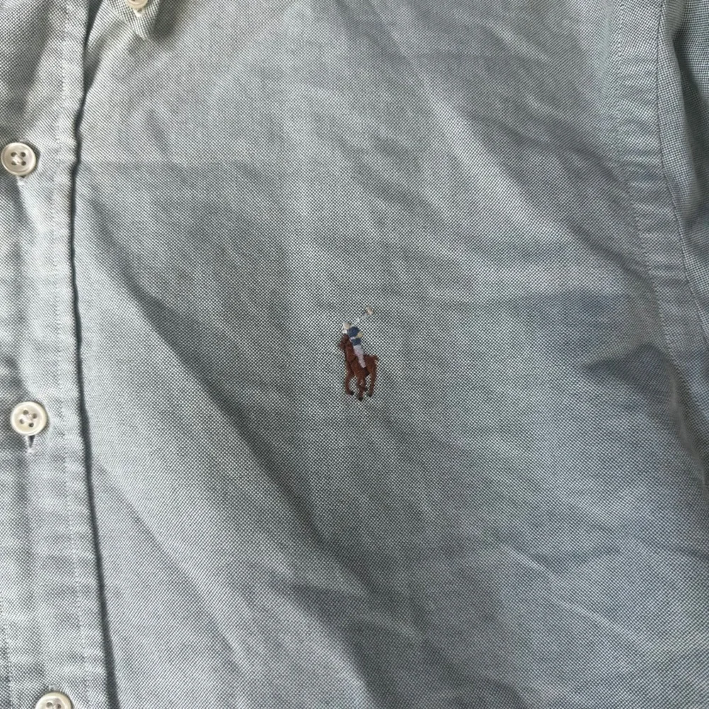 Ralph Lauren Button Down Mens Large Green Good Custom Fit Oxford Long Sleeve